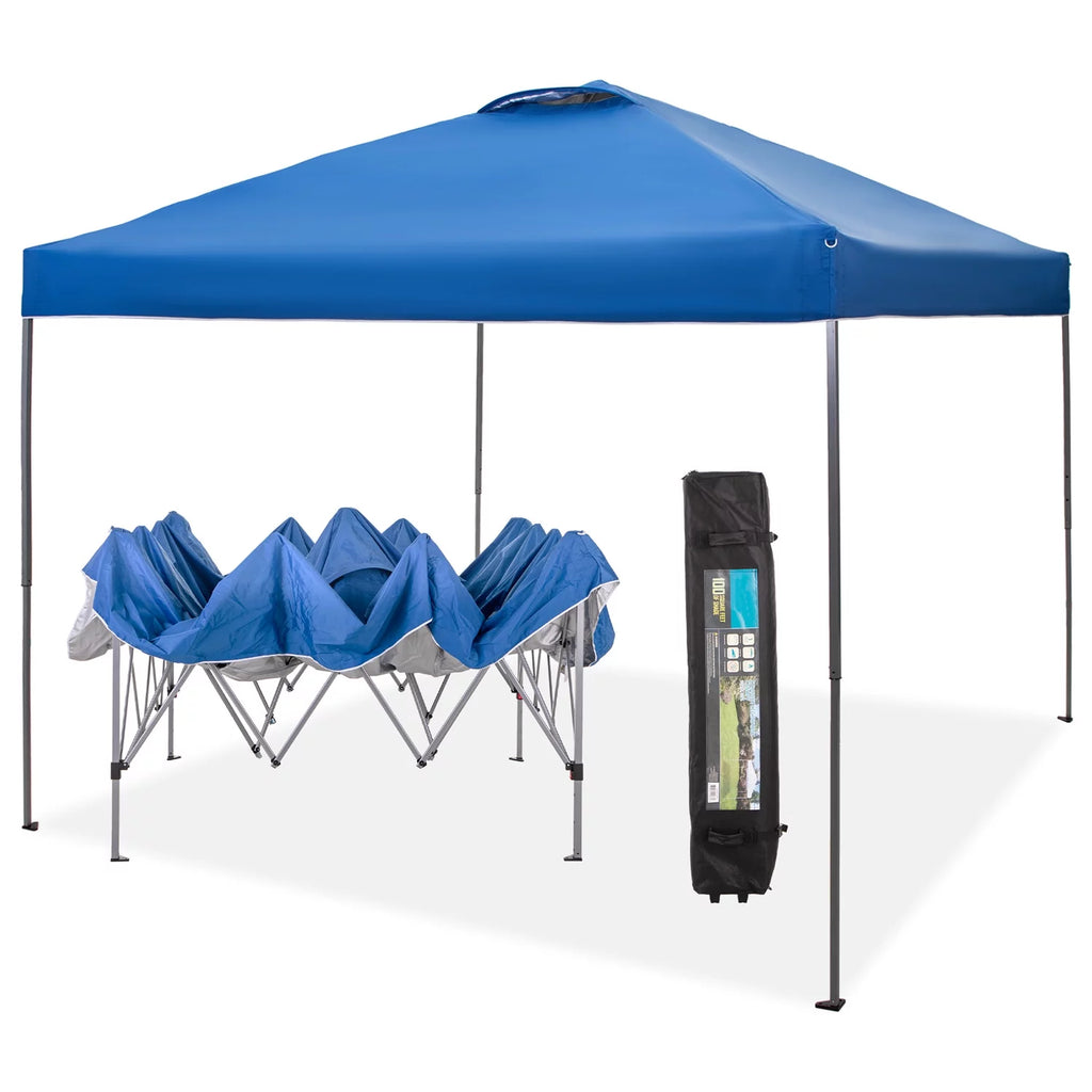 10x10ft Blue Pop-up Canopy Tent with Wheeled Bag D9865