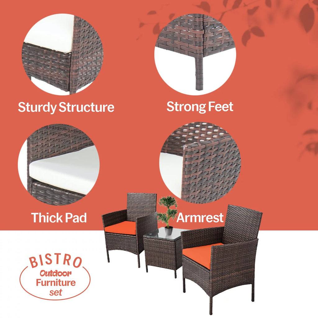 3 Piece Outdoor Furniture Set Orange I8472