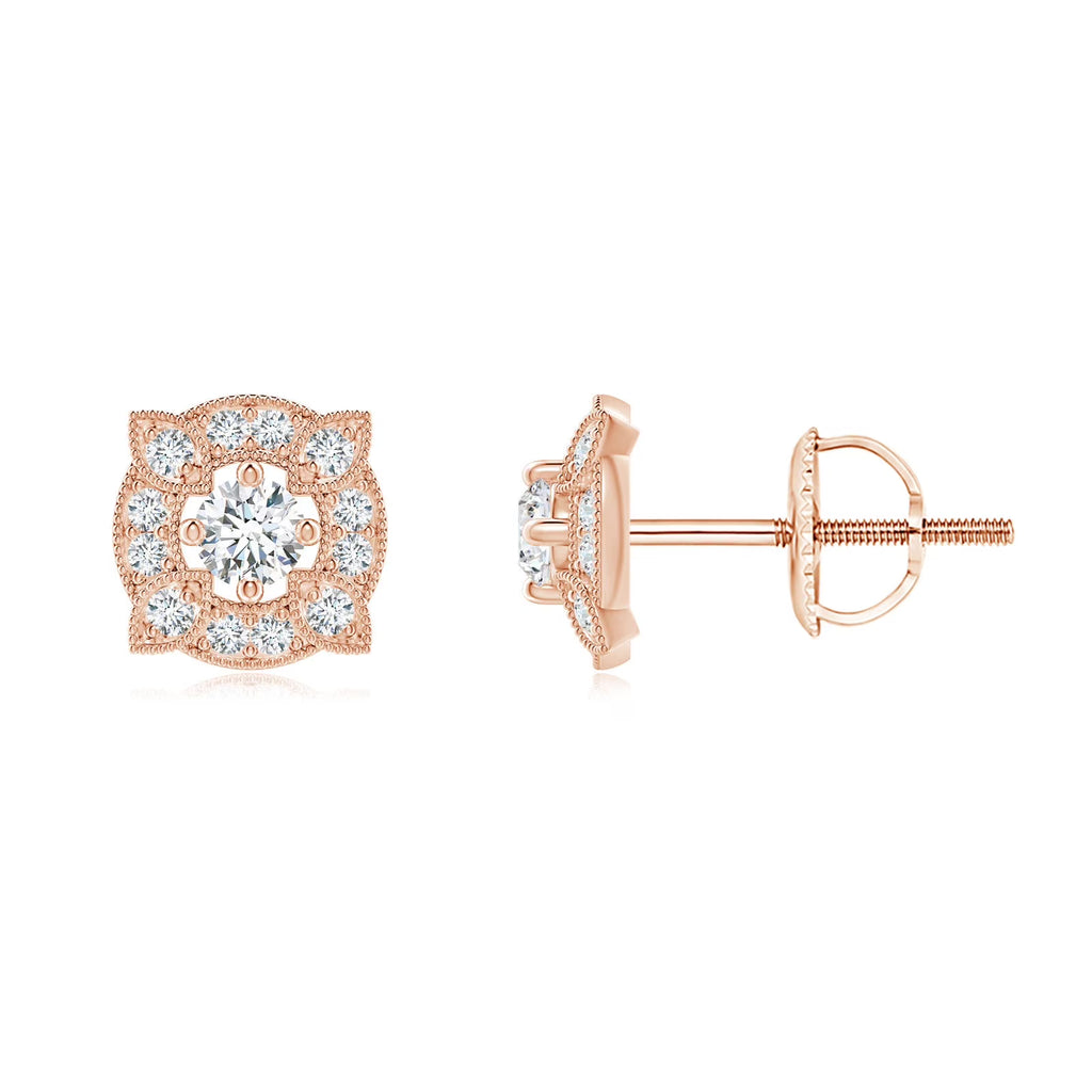 14K Rose Gold Diamond Stud Earrings V14054