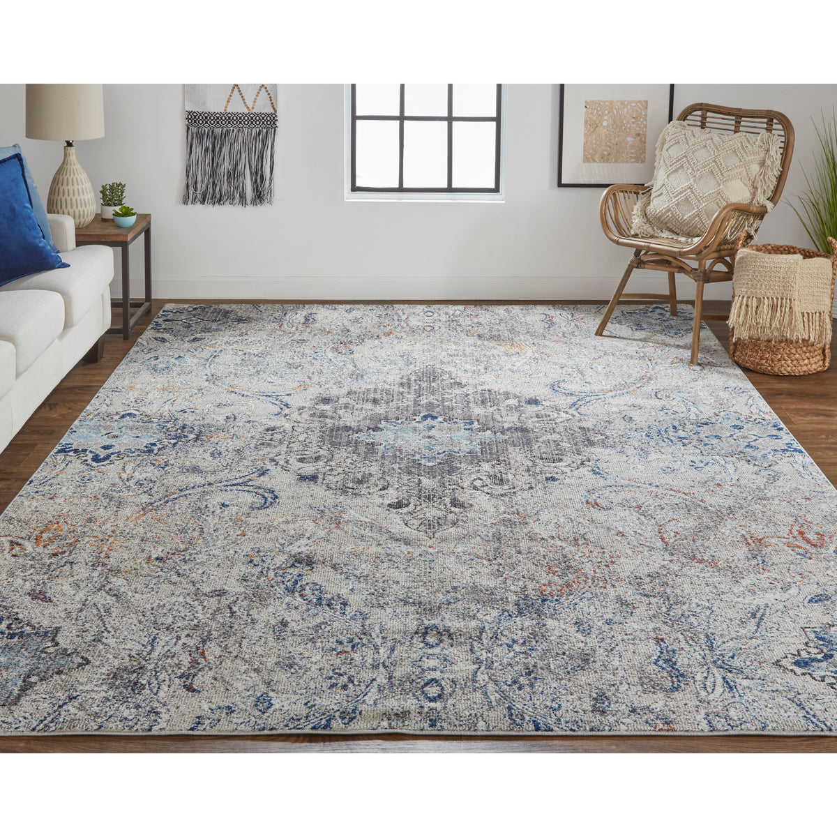 Ivory/Taupe/Blue Area Rug S76436