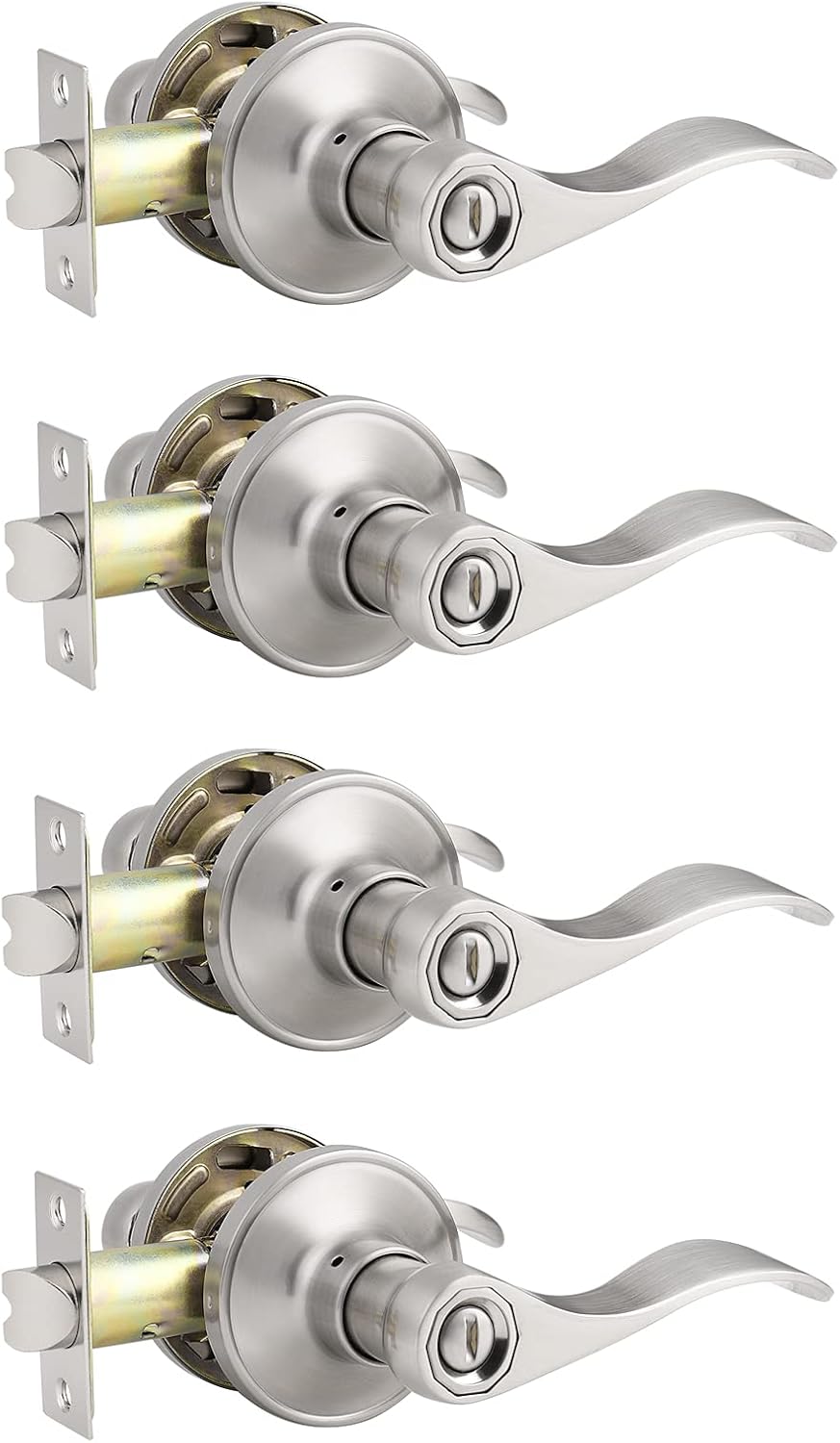 Satin Nickel Privacy Door Lever Handleset 4 Pack R8195