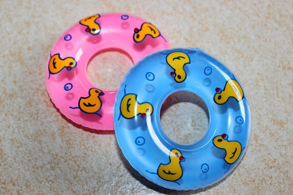 2 Pcs Plastic Baby Bath Toy Inflatable Swim Ring (Pink & Blue) P211