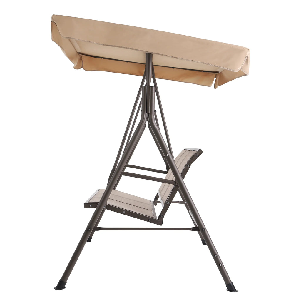 Beige Steel Frame Outdoor Patio Swing C75371
