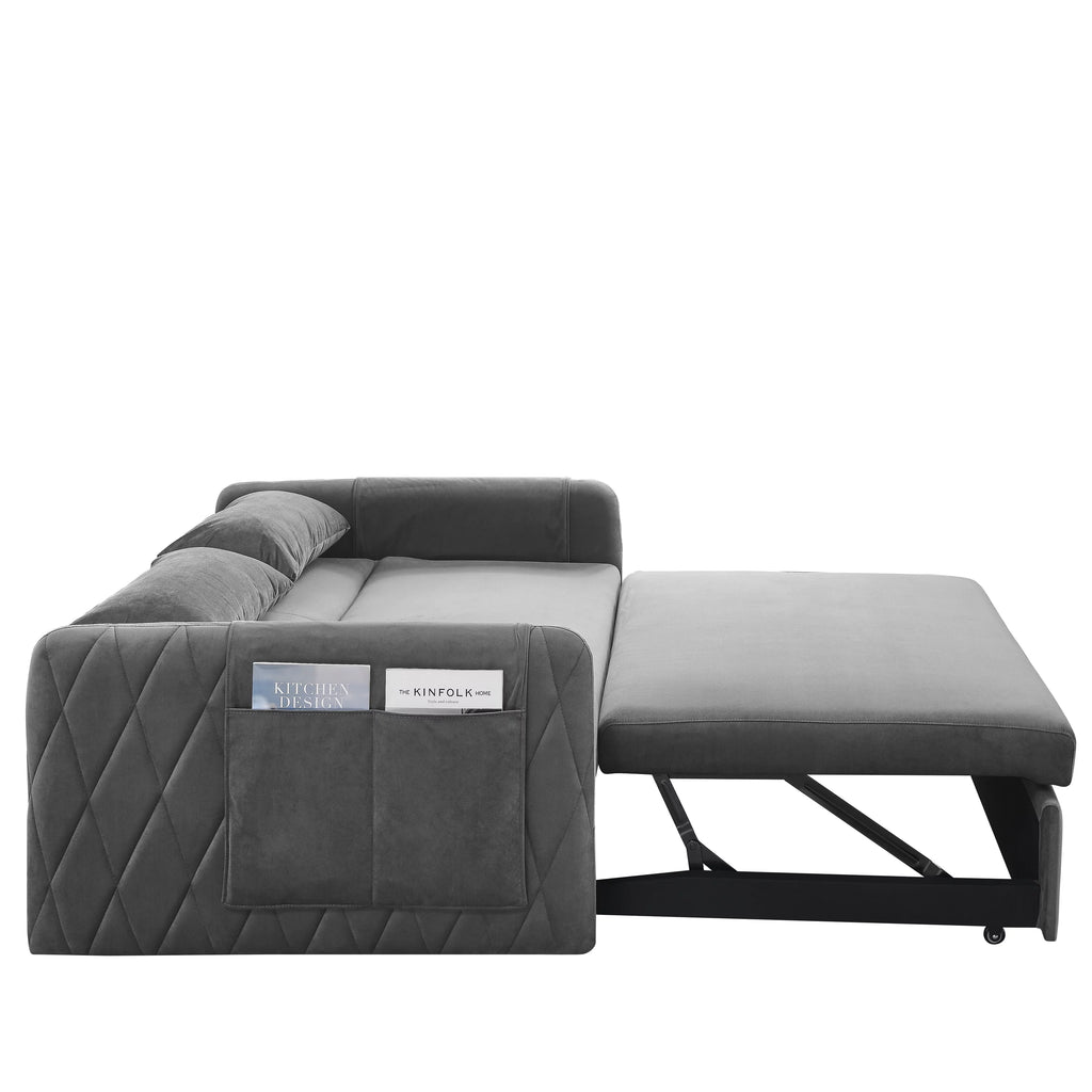 Velvet Convertible Sleeper Sofa Bed V2392