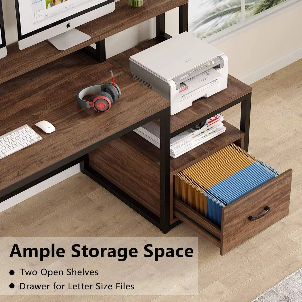 59 inch Computer Desk with Storage Shelves and File Drawer G881367