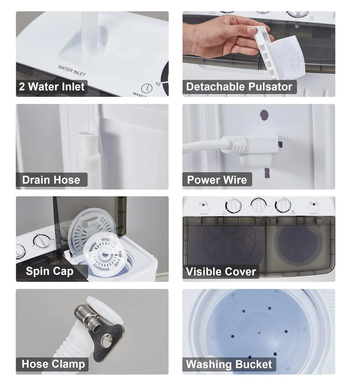 Portable Mini Tub Washer and Dryer Combo 20 lbs Black C212213