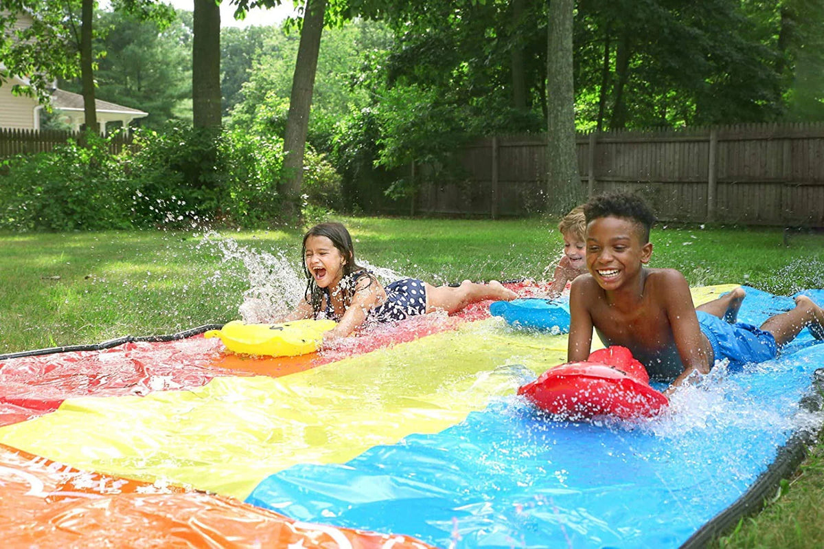 16 Foot Triple Lane Water Waterslide with 3 Boogie Boards O312800