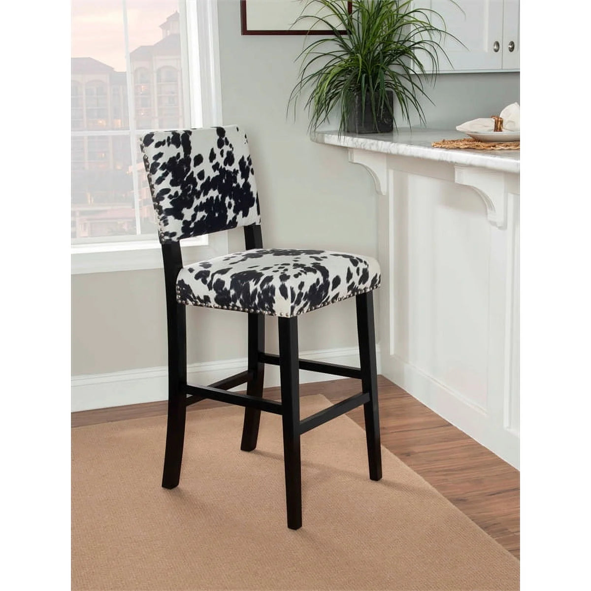 2 Piece Cow Print Wood Bar Stool Set M1959