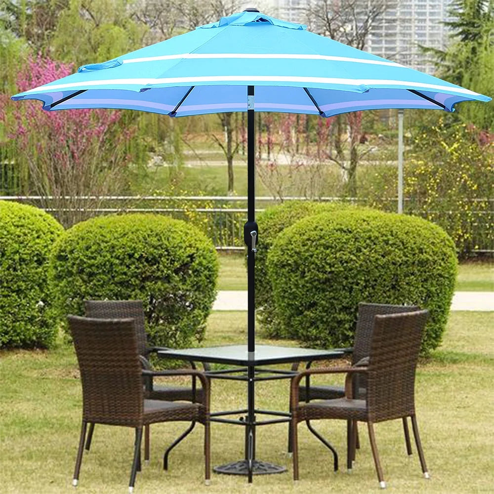 9FT Aqua & White Stripe Umbrella K396