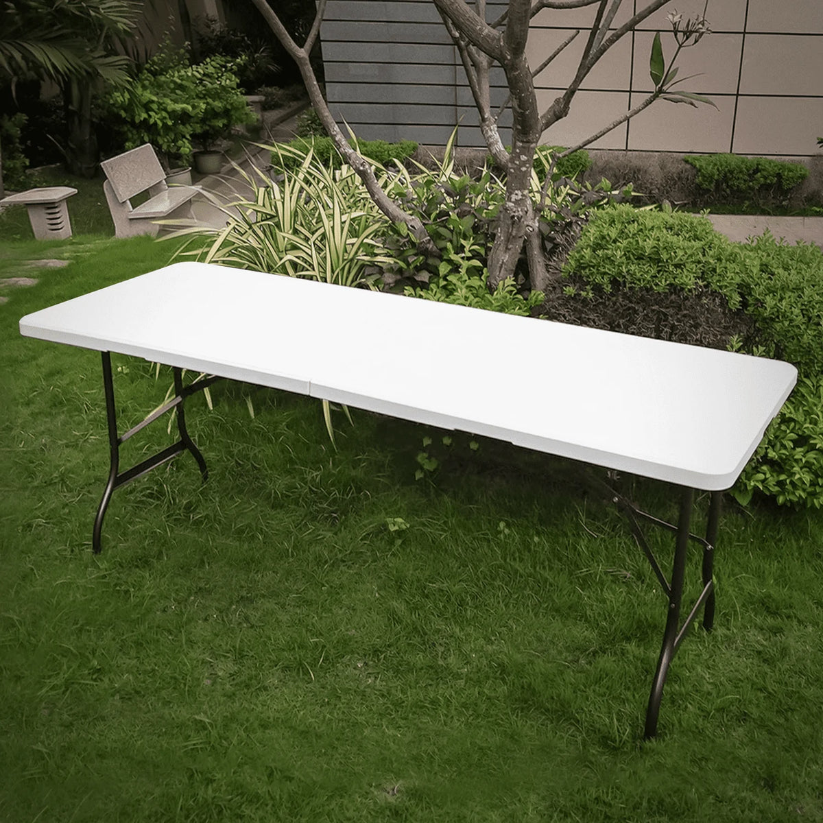 5 Pack 8Ft White Folding Plastic Utility Table V3459
