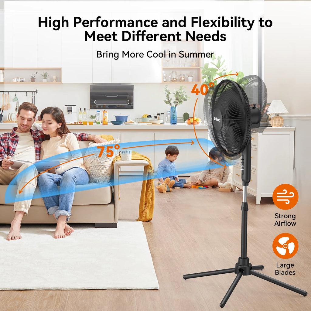 3-Speed Oscillating Pedestal Fan, Black F273
